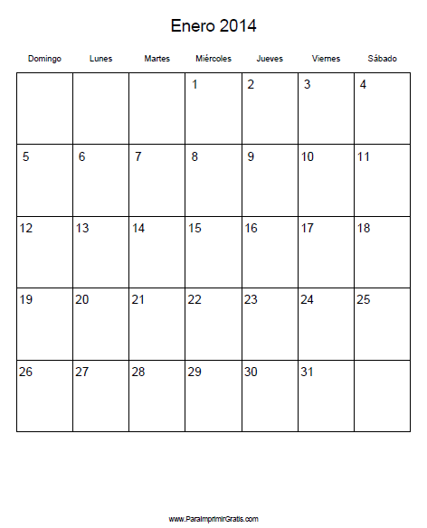 Calendario Enero 2014