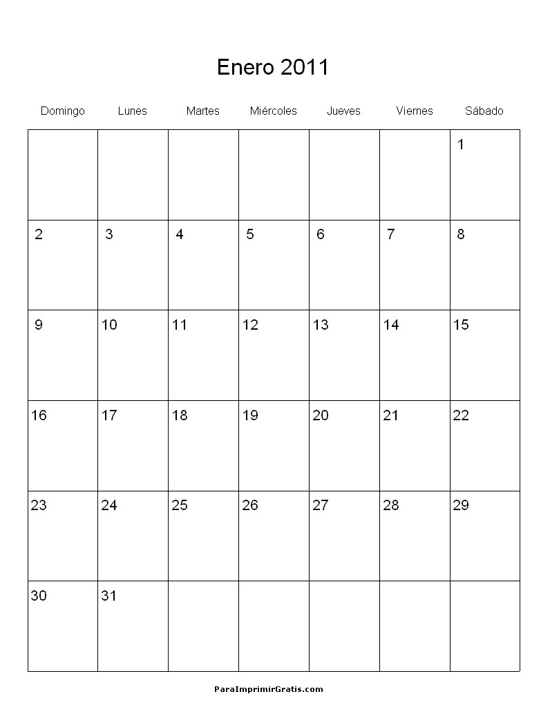 Calendario Enero 2011