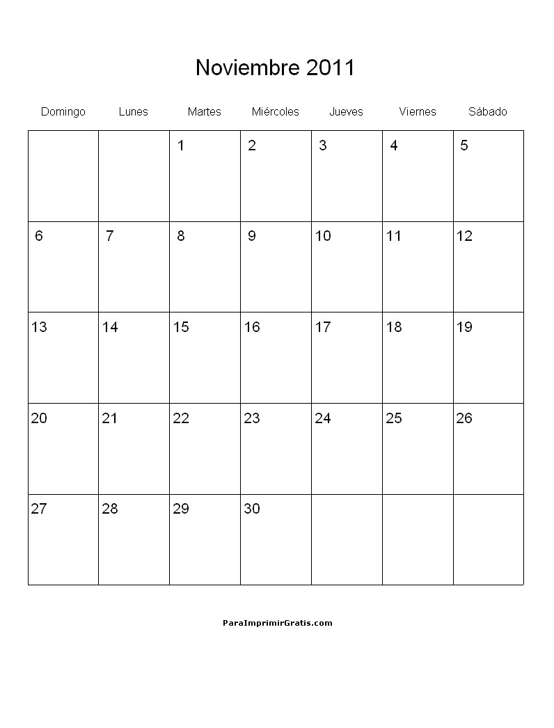 Calendario Noviembre 2011