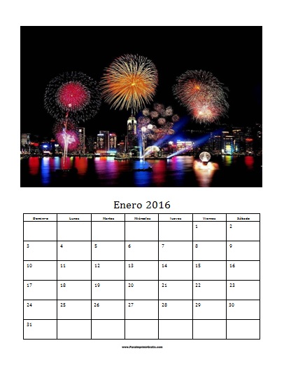 Plantilla Foto Calendario Enero 2016