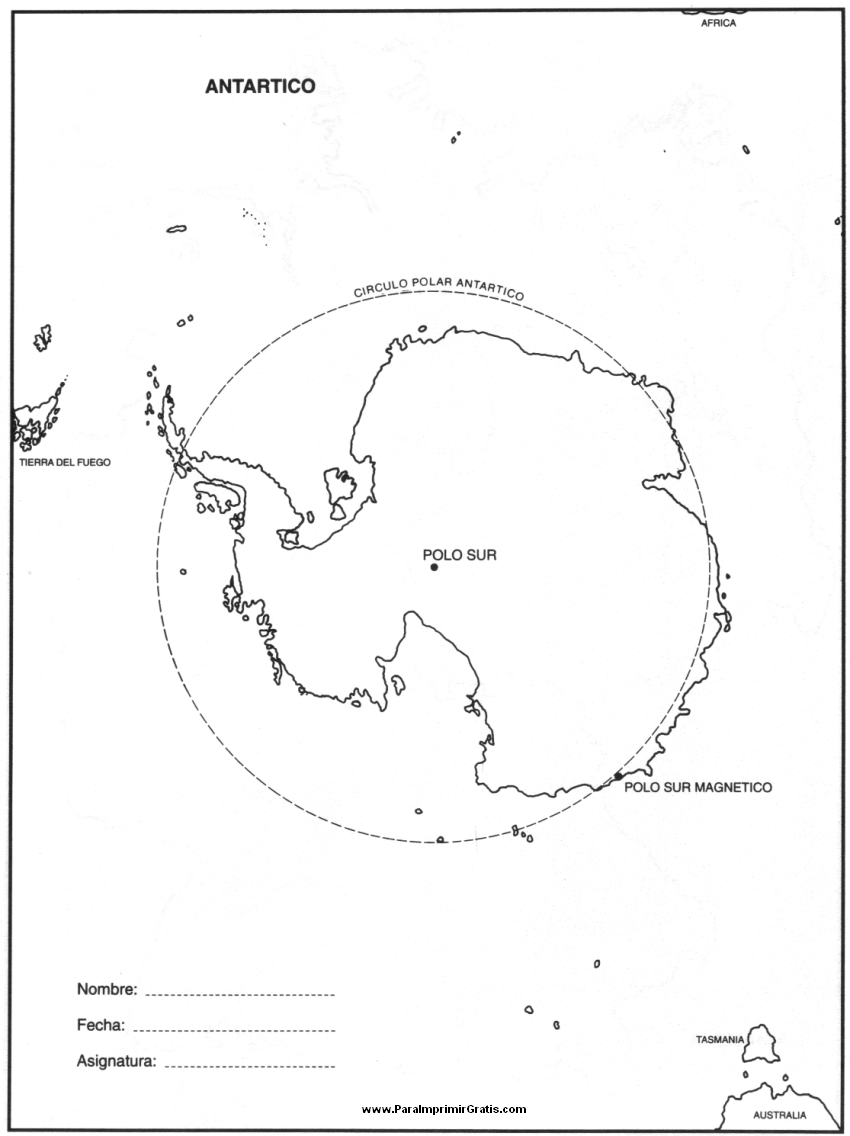 Mapa Antártico - Para Imprimir Gratis - ParaImprimirGratis.