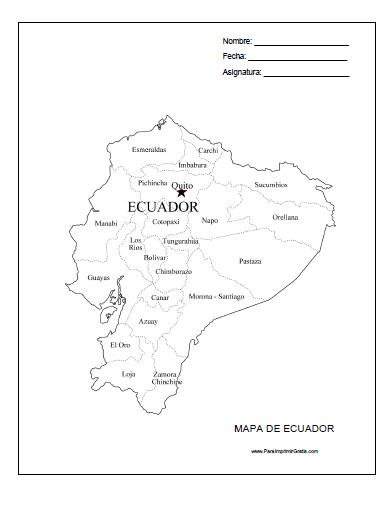 Provincias Del Ecuador Y Mapa Politico Del Ecuador Para Colorear Y 