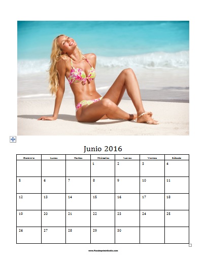 Plantilla Foto Calendario Junio 2016
